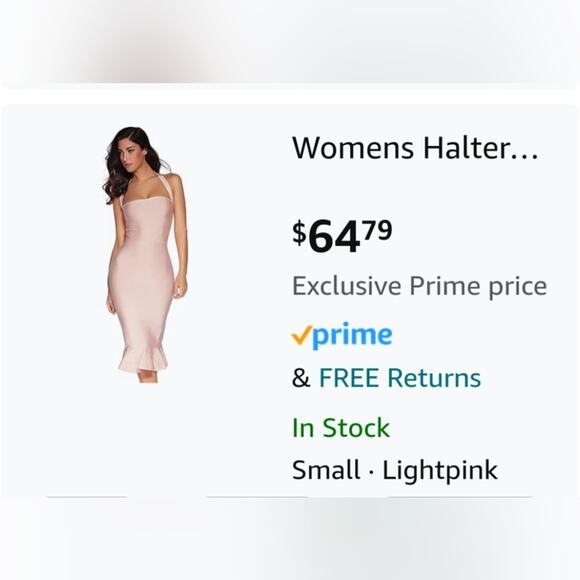 NEW Meilun Halter Fishtail Bandage Party Dress, Small, Mermaid Prom Wedding Pink - Picture 12 of 13